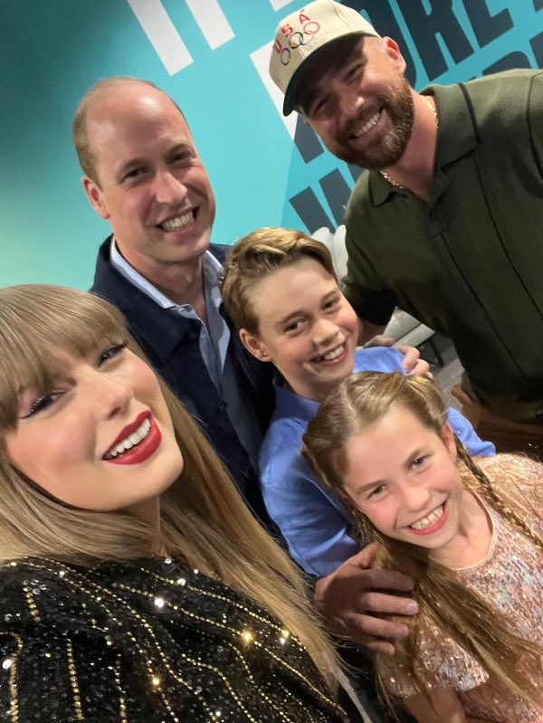 Taylor Swift takes a selfie with Prince William and his children, Princess Charlotte and Prince George.