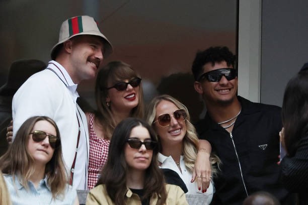 Travis Kelce and Taylor Swift and Patrick and Brittany Mahomes at US Open