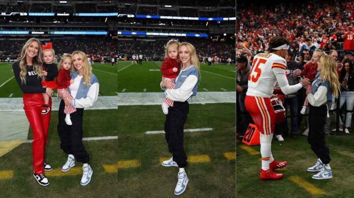 IN PHOTOS: Patrick Mahomes' wife Brittany turns heads at Chiefs-Raiders clash with favorite 'sidekick'