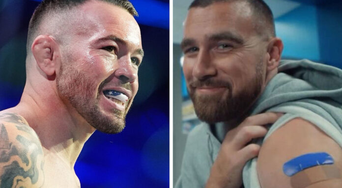 Travis Kelce SLAMMED by Dana White for Pfizer commercials in footage filmed BEFORE UFC star Colby Covington branded Taylor Swift's boyfriend a 'piece of s***': 'Why would you promote that garbage?'