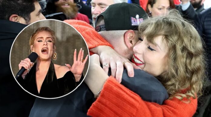 Adele and Taylor Swift and Travis Kelce