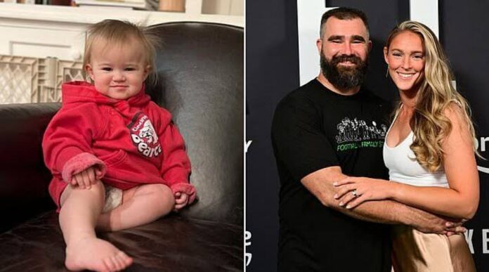 Jason and Kylie Kelce and their daughter