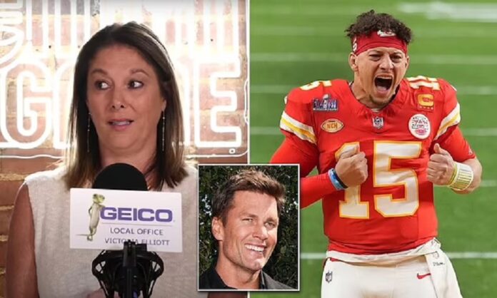 Patrick and Randi Mahomes and Tom Brady