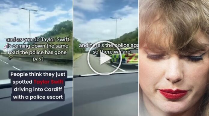 Taylor Swift on the way to Cardiff