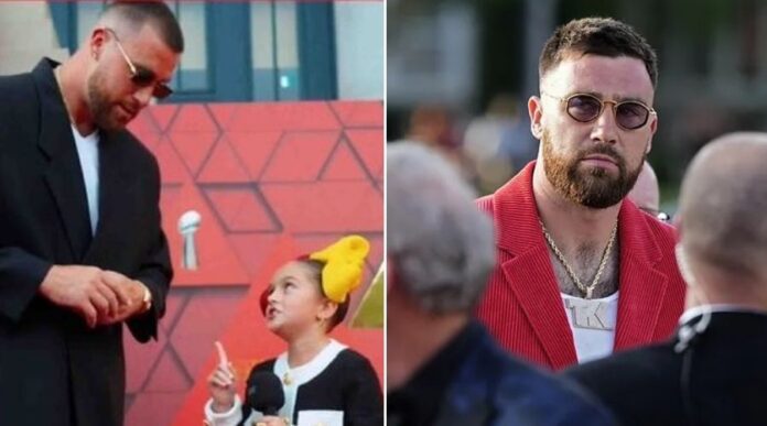 Travis Kelce and an 8 year old kid