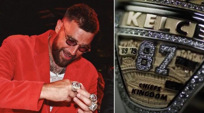 Travis Kelce with Super Bowl Ring