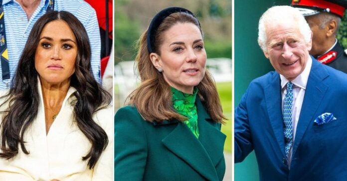 Kate Middleton and King Charles and Meghan Markle