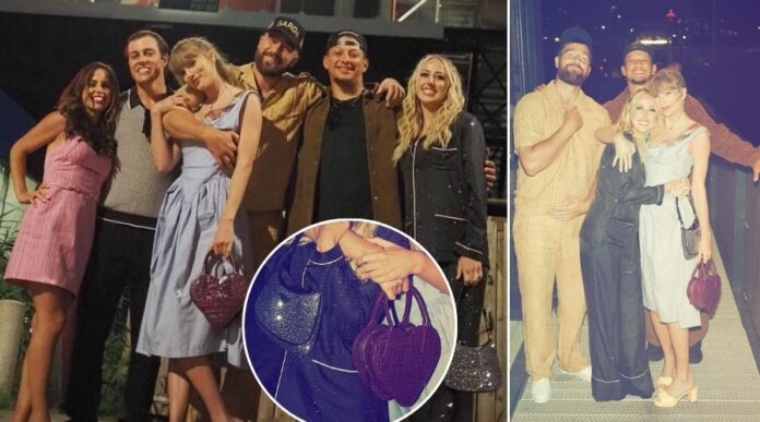 Taylor Swift and Brittany Taylor Swift, Travis Kelce, Patrick Mahomes, Brittany Mahomes, Summitt and Miranda Hogue in Europe recently.Mahomes' VERY EXPENSIVE date night outfits and bags details and price Revealed!... but can you guess who wore the most expensive look - And it is not who you think it is