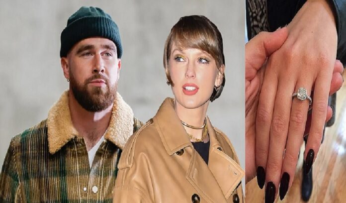 Travis Kelce and Taylor Swift with Ring