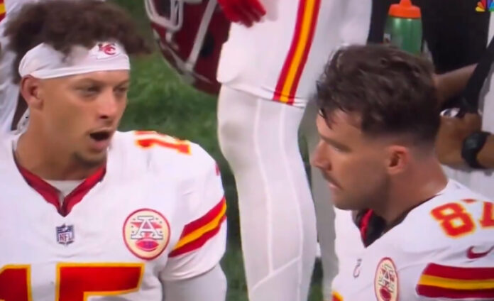 Travis and Patrick during Chiefs vs falcons game