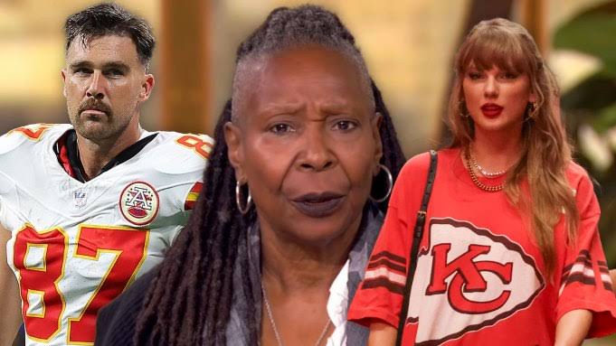 Whoopi Goldberg and Travis Kelce and Taylor Swift