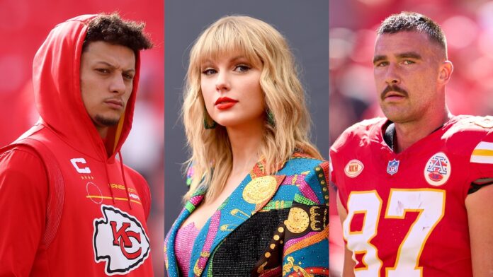 Patrick Mahomes and Taylor Swift and Travis Kelce