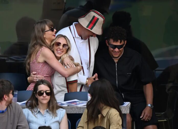 Taylor Swift and Travis Kelce and Patrick and Brittany Mahomes at the US Open