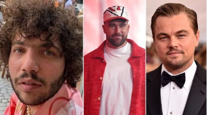 Benny Blanco and Travis Kelce and Leonardo DiCaprio