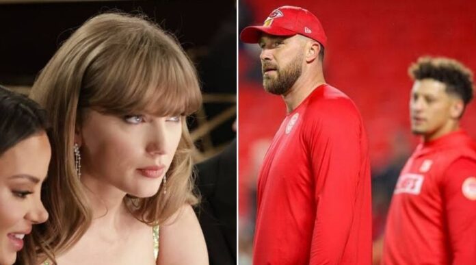 Travis Kelce and Taylor Swift and Patrick Mahomes