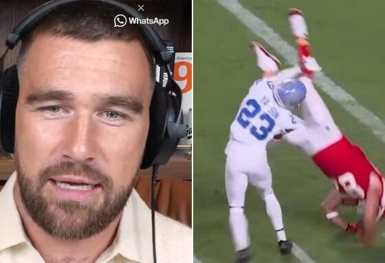 Travis Kelce reveals he was diagnosed with a spinal cord injury after a terrifying moment when he landed on his head during a Chiefs game.