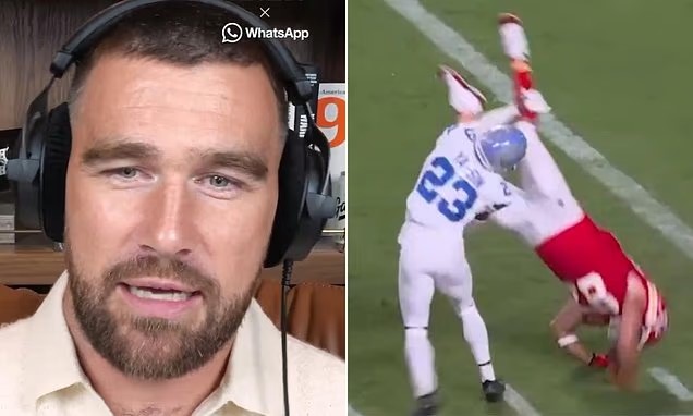 Travis Kelce reveals he was diagnosed with a spinal cord injury after a terrifying moment when he landed on his head during a Chiefs game.