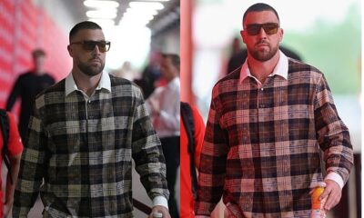 Travis Kelce appears to reference Taylor Swift with lumberjack outfit as he arrives for Chiefs vs Lions