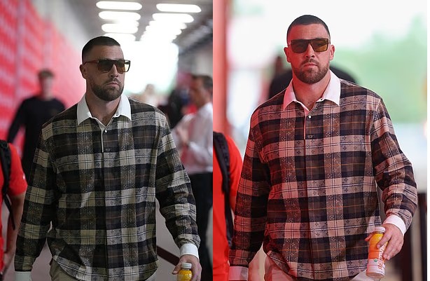 Travis Kelce appears to reference Taylor Swift with lumberjack outfit as he arrives for Chiefs vs Lions