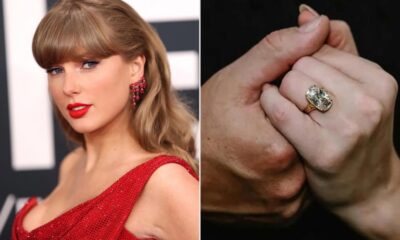 Taylor Swift shows off her fake engagement ring, says Travis Kelce gave her a fake diamond and calls him a player