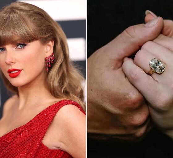 Taylor Swift shows off her fake engagement ring, says Travis Kelce gave her a fake diamond and calls him a player